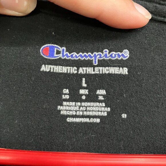 Champion Men's Large Black Short Sleeve Adult Streetwear Splatter Logo Shirt - Picture 5 of 10